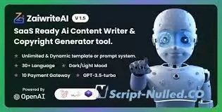 ZaiwriteAI v1.5 - Ai Content Writer & Copyright Generator tool With SAAS - nulled